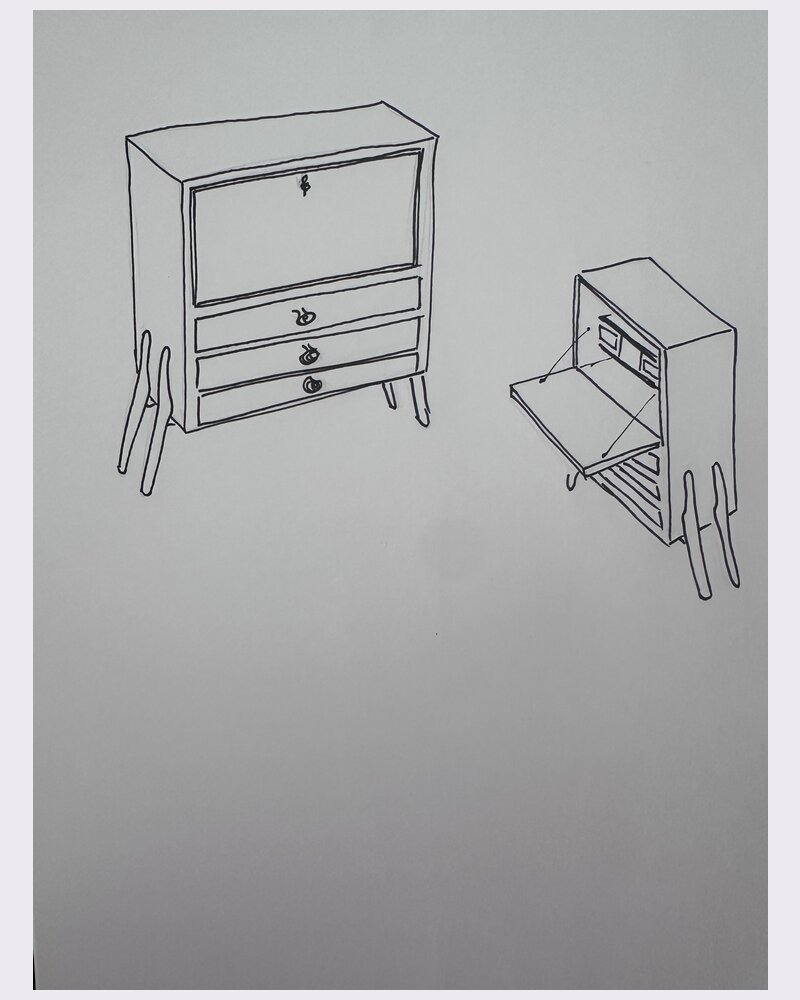 Secretary piece, hand drawing