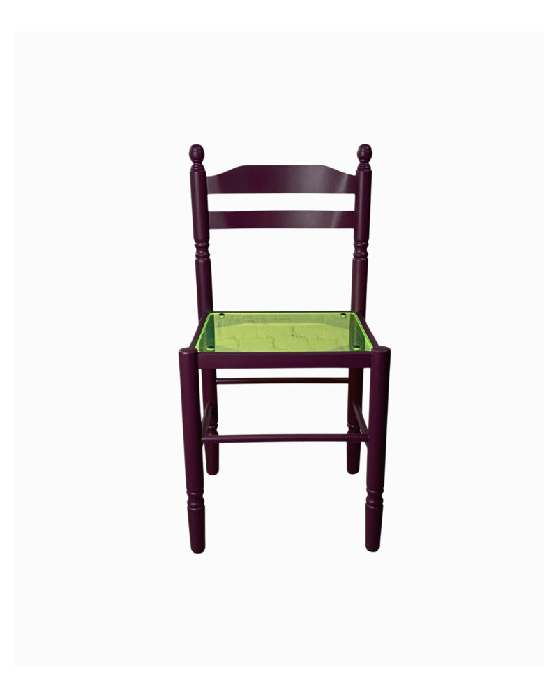 Aubergine bistro chairs with plexi seat