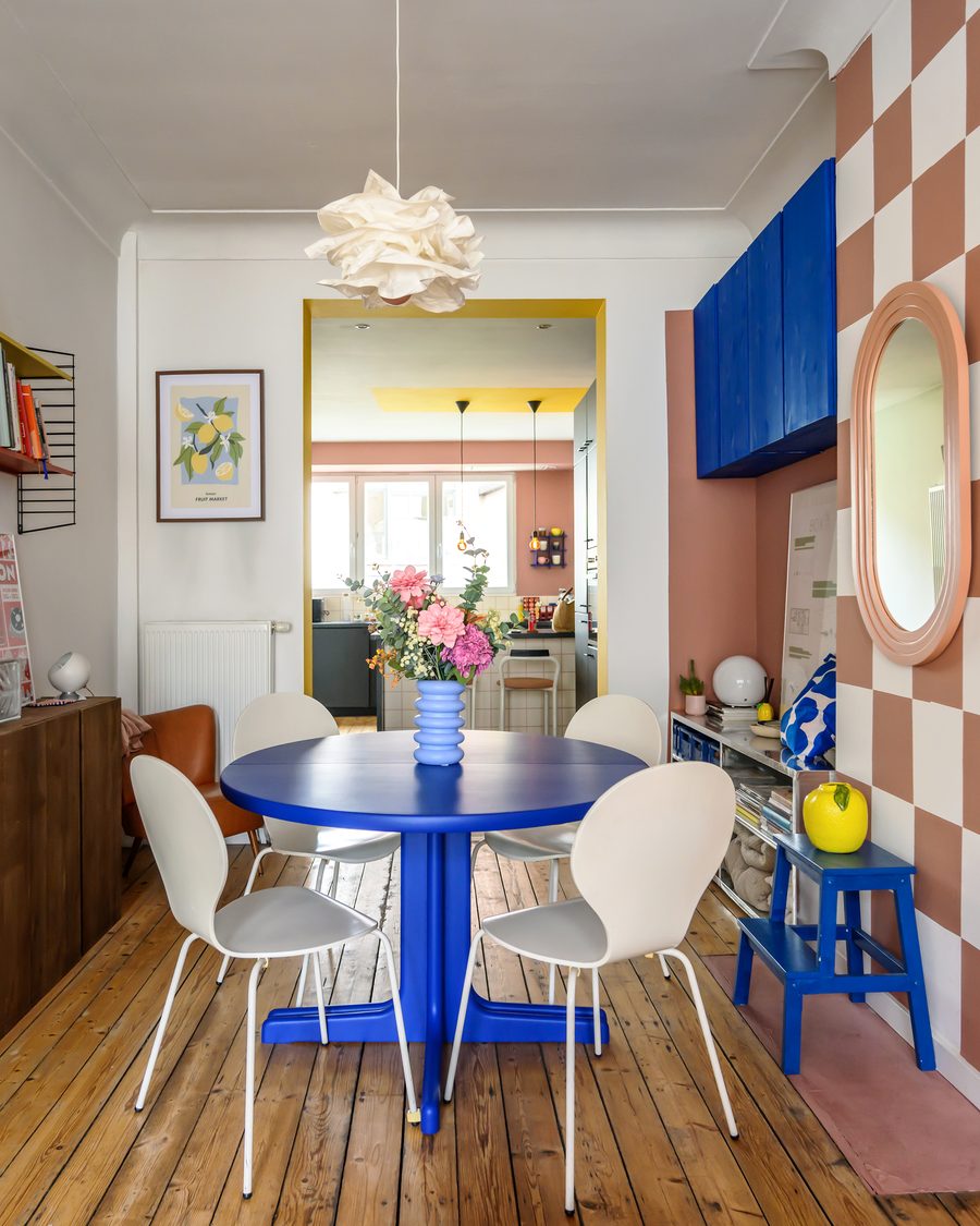 Cobalt Blue Dining Table in situ